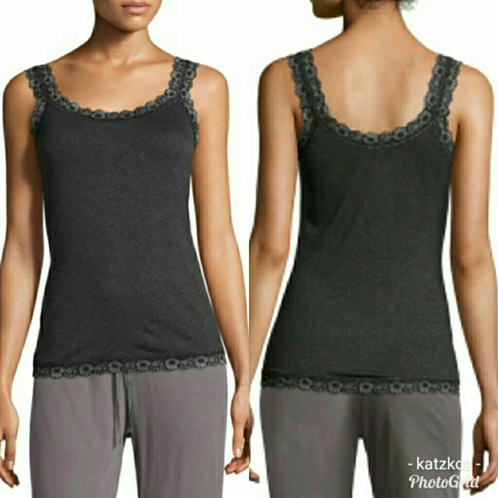 NWT-HANKY PANKY SEXY CHAMBRAY & LACE TANK TOP - Picture 2 of 7